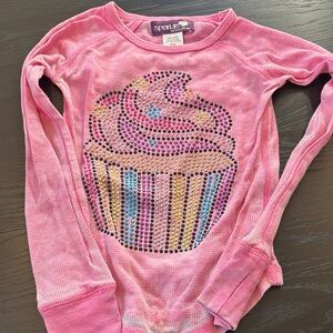 Sparkle & Fade Pink Cupcake Long Sleeve Tee